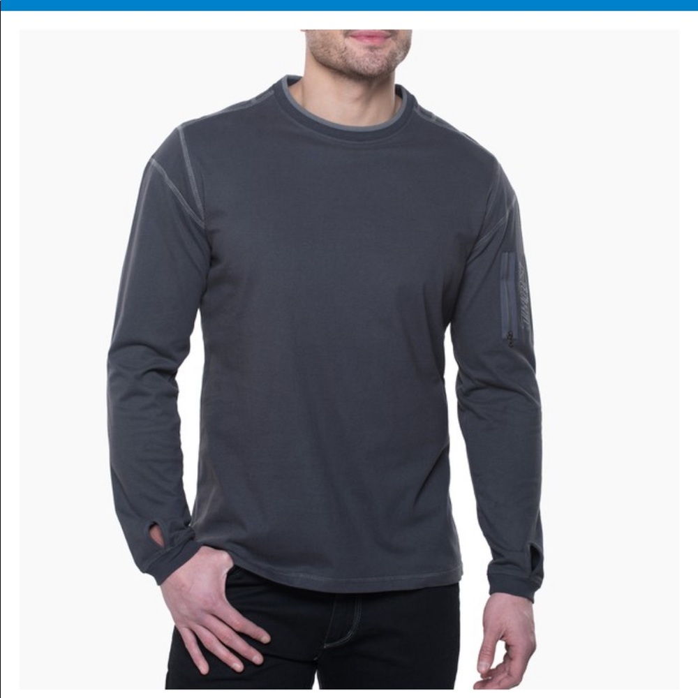 Kuhl Commando long sleeve cotton shirt, mens medium. Gray.